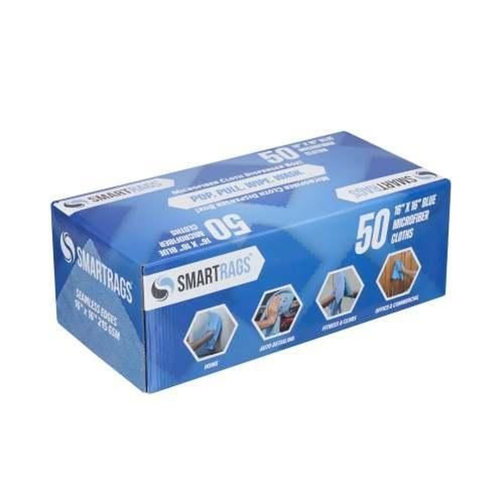 SmartRags Blue 215 GSM xL Microfiber Towel, 16 x 16 inch -- 50 per case.
