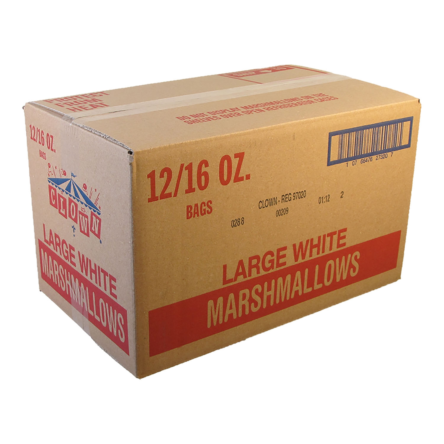 Clown Global Brands White Standard Marshmallows - 1 lb. poly bag, 12 per case