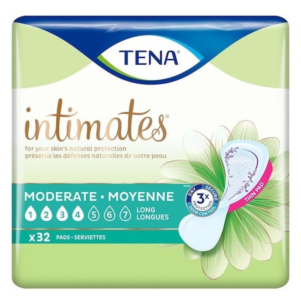 Tena Intimates Moderate Long Thin Pad, 32 count -- 4 per case