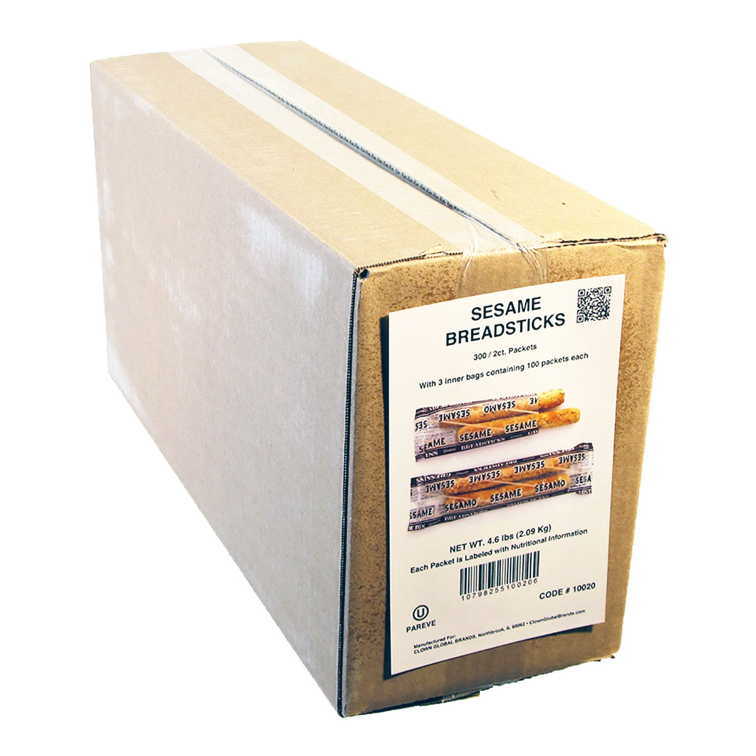 Clown Global Brands Individually Wrapped Sesame Breadsticks, 2 per pack -- 300 packs per case.