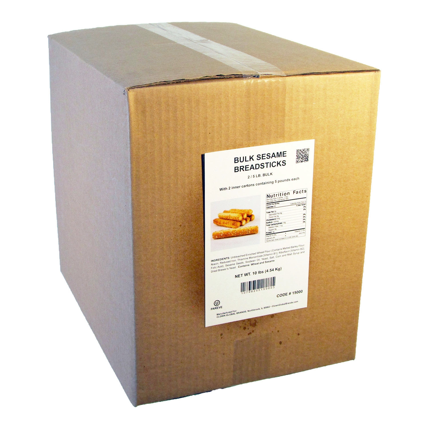 Clown Global Brands Sesame Bread Sticks, 5 Pound -- 2 per case