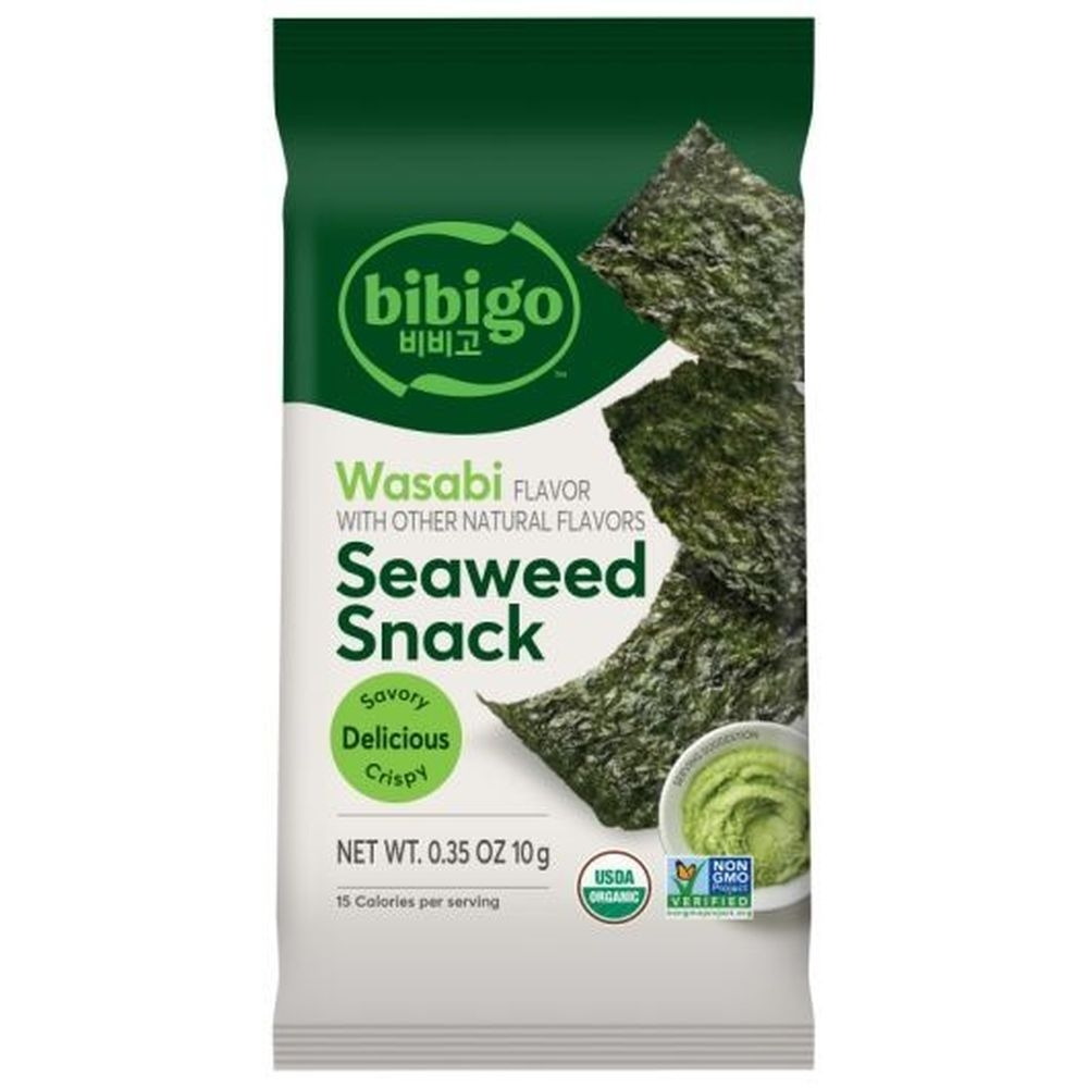 Bibigo Wasabi with Other Natural Flavors Seaweed Snacks, 0.35 Ounce -- 12 per case