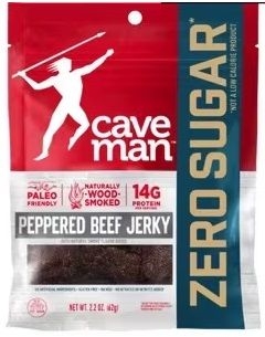 Caveman Peppered Zero Sugar Beef Jerky, 2.2 Ounce -- 8 per case