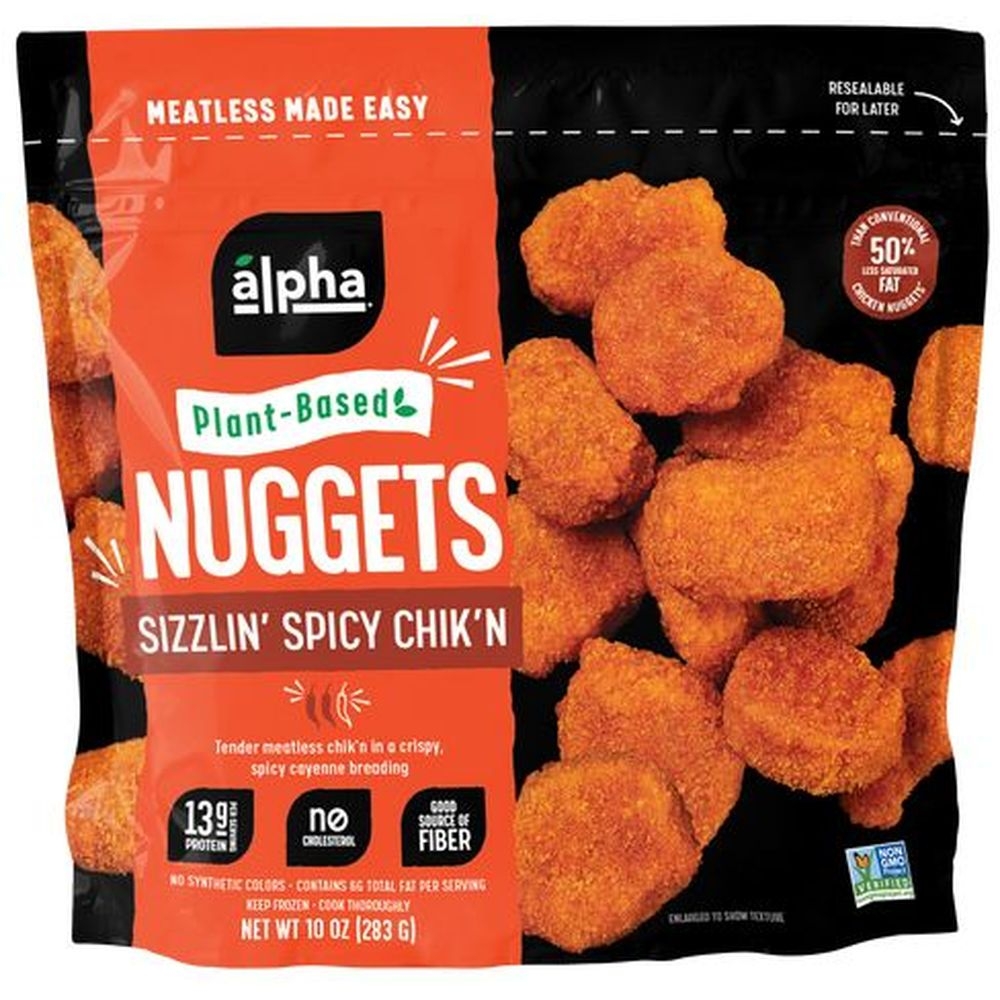 Alpha Foods Sizzlin Spicy Chikn Plant Based Nuggets, 10 Ounce -- 5 per case