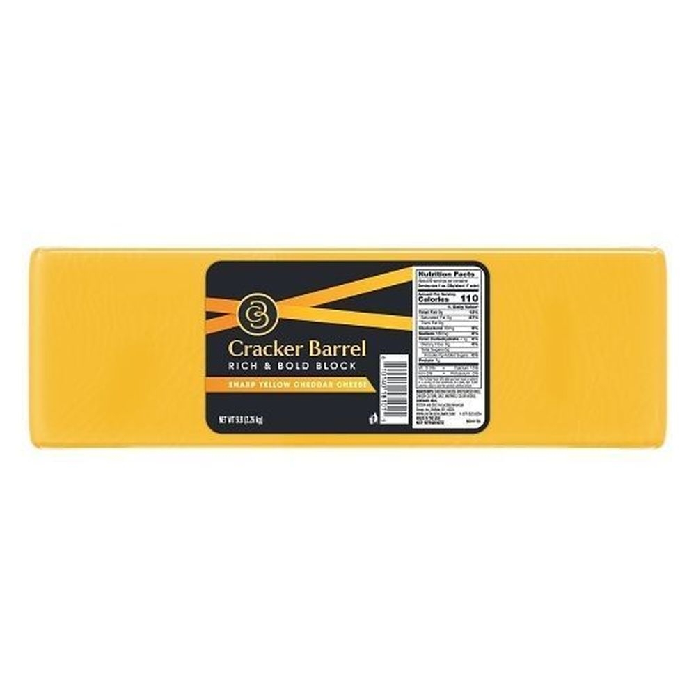Cracker Barrel Sharp Yellow Cheddar Block, 5 Pound -- 2 per case