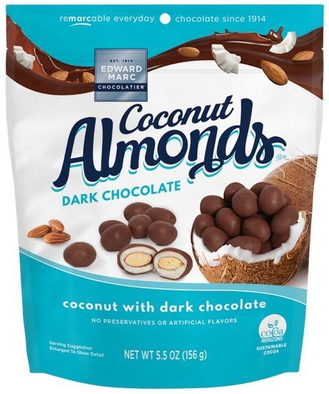 Edward Marc Dark Chocolate Coconut Almonds, 5.5 Ounce -- 12 per case