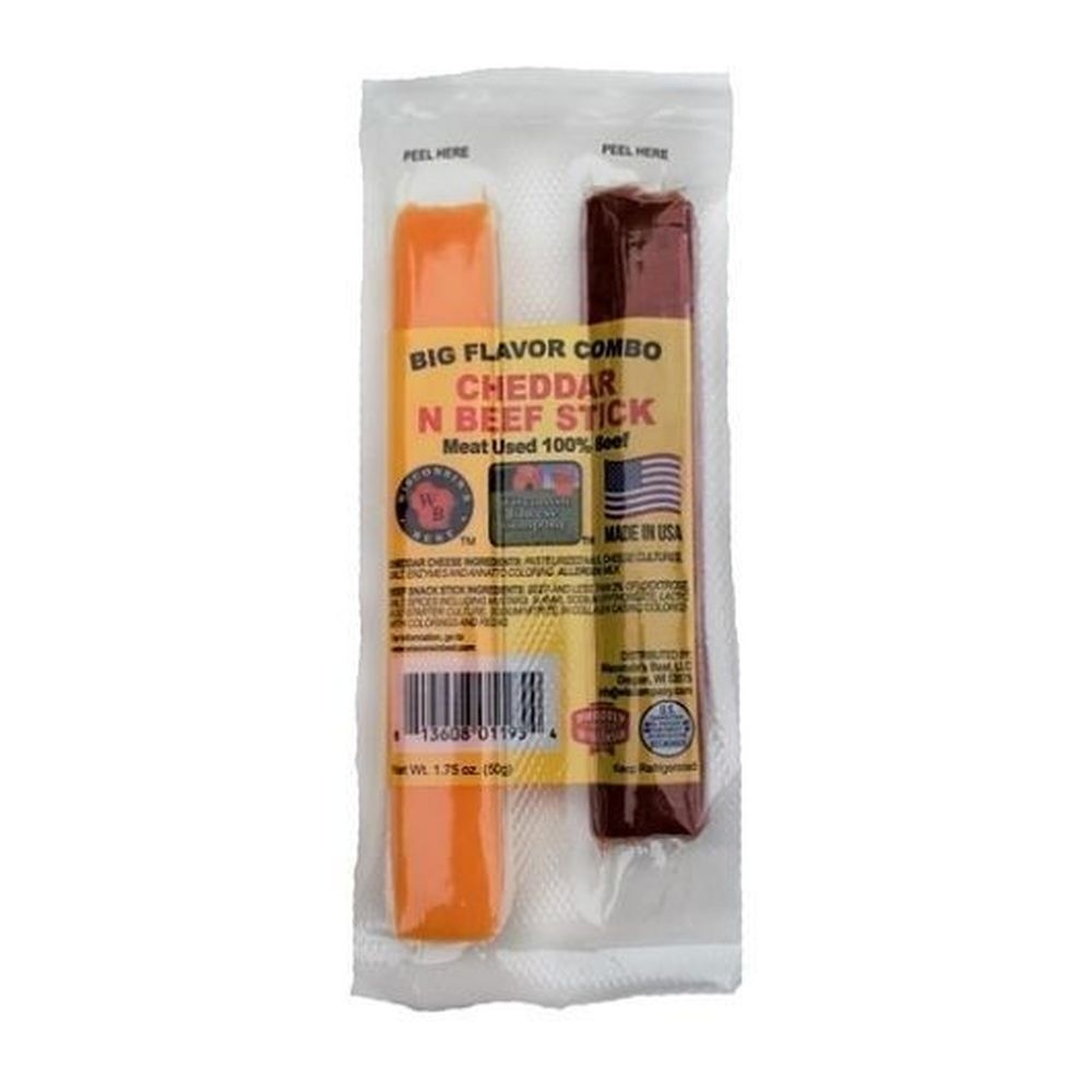 Wisconsins Best Cheddar Cheese and Beef Stick, 1.75 Ounce -- 72 per case