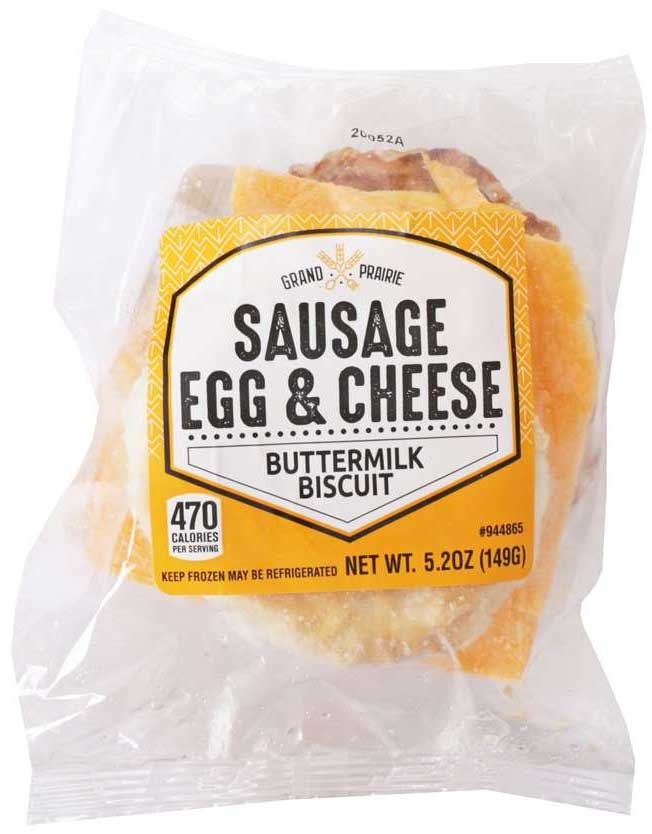 Grand Prairie Foods Sausage Egg and Cheese Biscuit Sandwich, 4.5 Ounce -- 24 per case