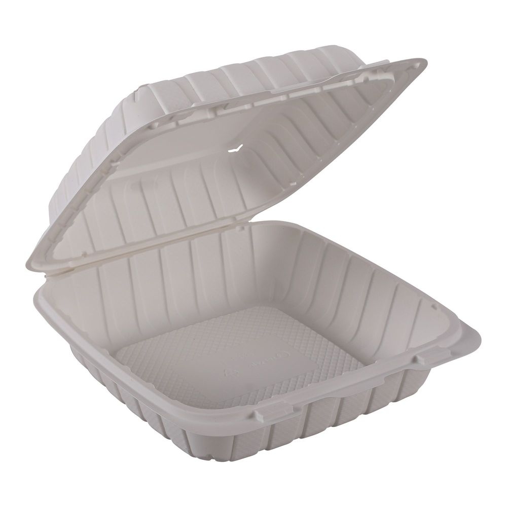 Empress Earth Natural Mineral Filled Polypropylene Single Compartment Hinged Container, 8 x 8 x 3 inch -- 150 per case.