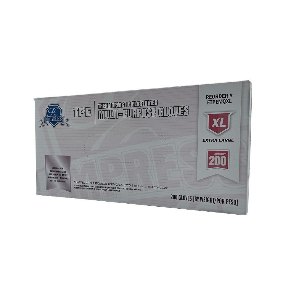Empress Clear Extra Large Thermoplastic Elastomer Gloves -- 2000 per case.