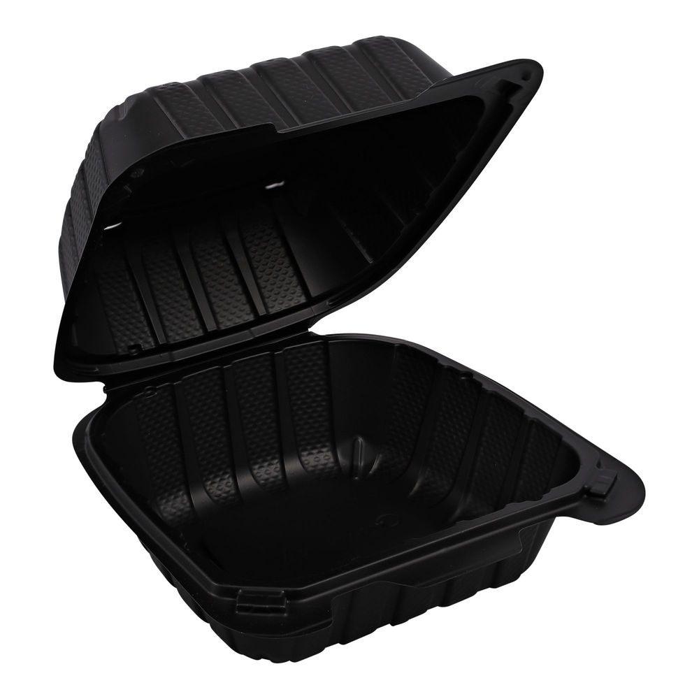 Empress Earth Black Mineral Filled Polypropylene Hinged Container, 6 x 6 x 3 inch -- 300 per case.
