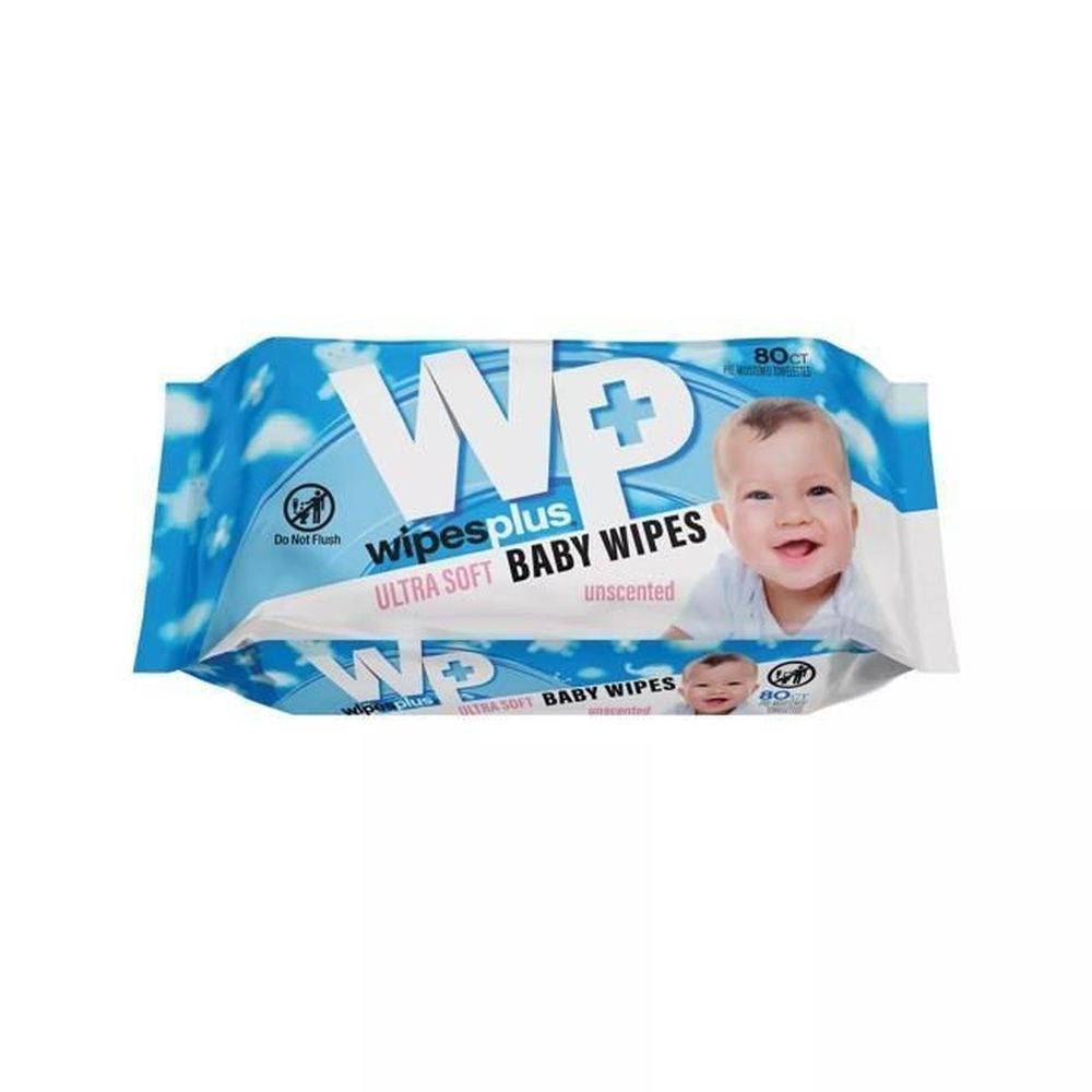 CFS Brands WipesPlus Unscented Ultra Soft Baby Wipes, 80 count -- 12 per case.