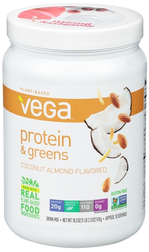 Vega Protein and Greens Coconut Almond Flavored Drink Mix, 18.3 Ounce -- 12 per case