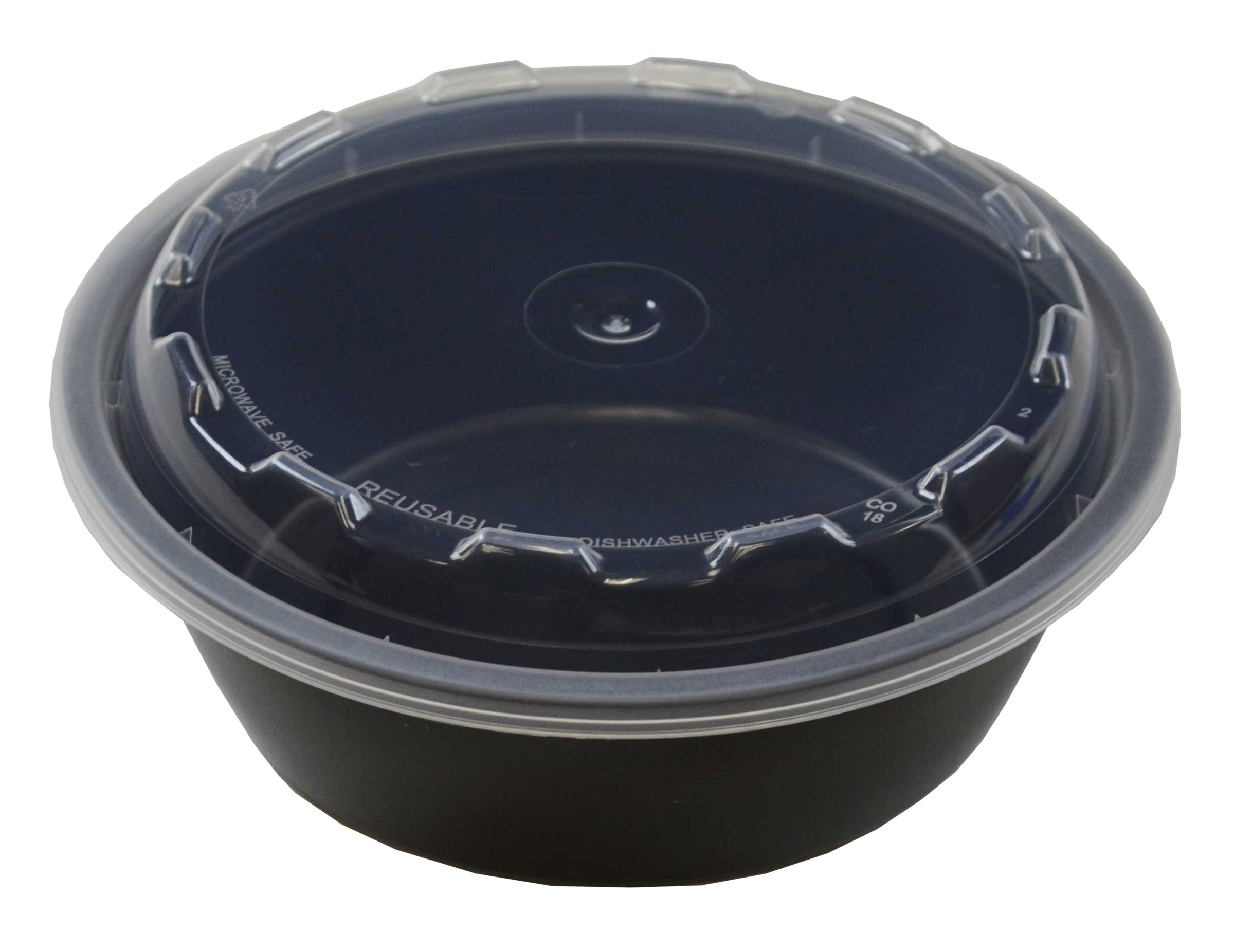 Cubeware Round Crown Plastic Reusable Microwavable Container with Clear Lid Set, 18 Ounce -- 150 set per case.