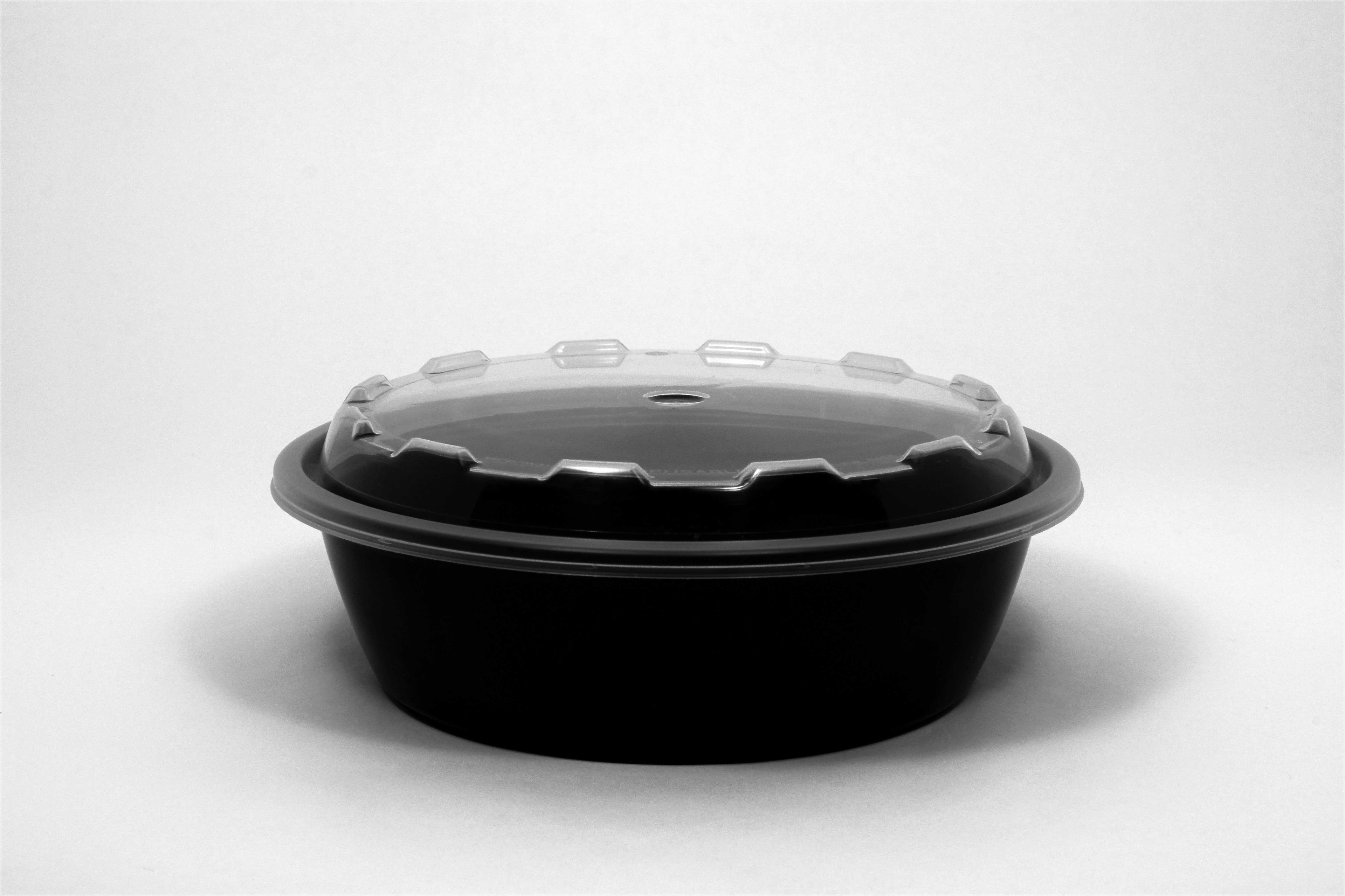 Cubeware Round Crown Plastic Reusable Microwavable Container with Clear Lid Set, 24 Ounce -- 150 set per case.