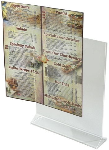 Winco Acrylic Double-Sided Clear Menu Stand, 8 x 11 inch -- 12 per case
