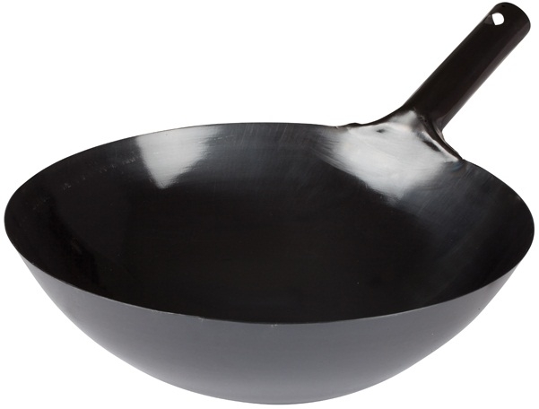 Winco Black Carbon Steel Wok, 14 inch -- 12 per case