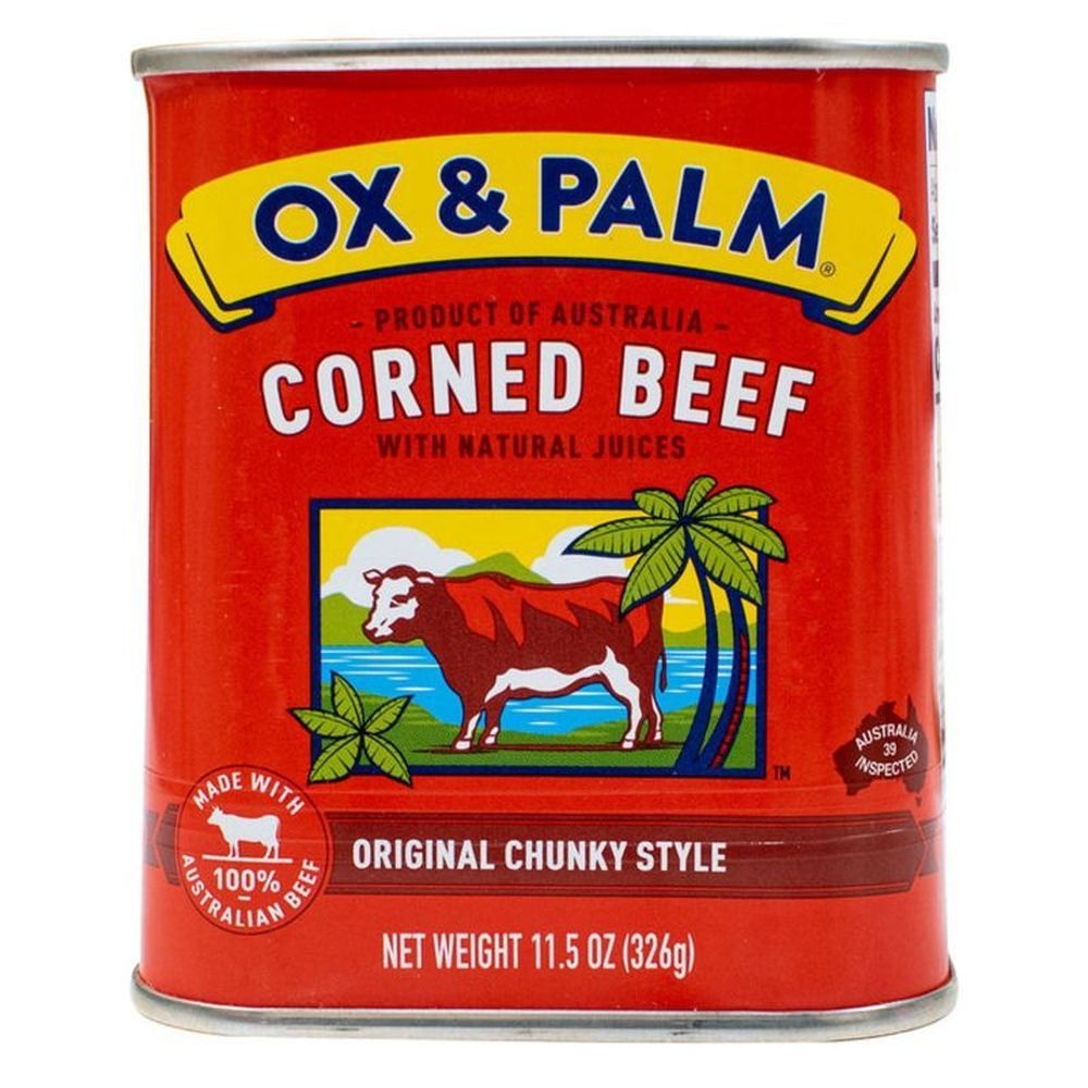 Ox and Palm Original Flavored Chunky Style Corned Beef, 11.5 Ounce Tapered Can -- 12 per case