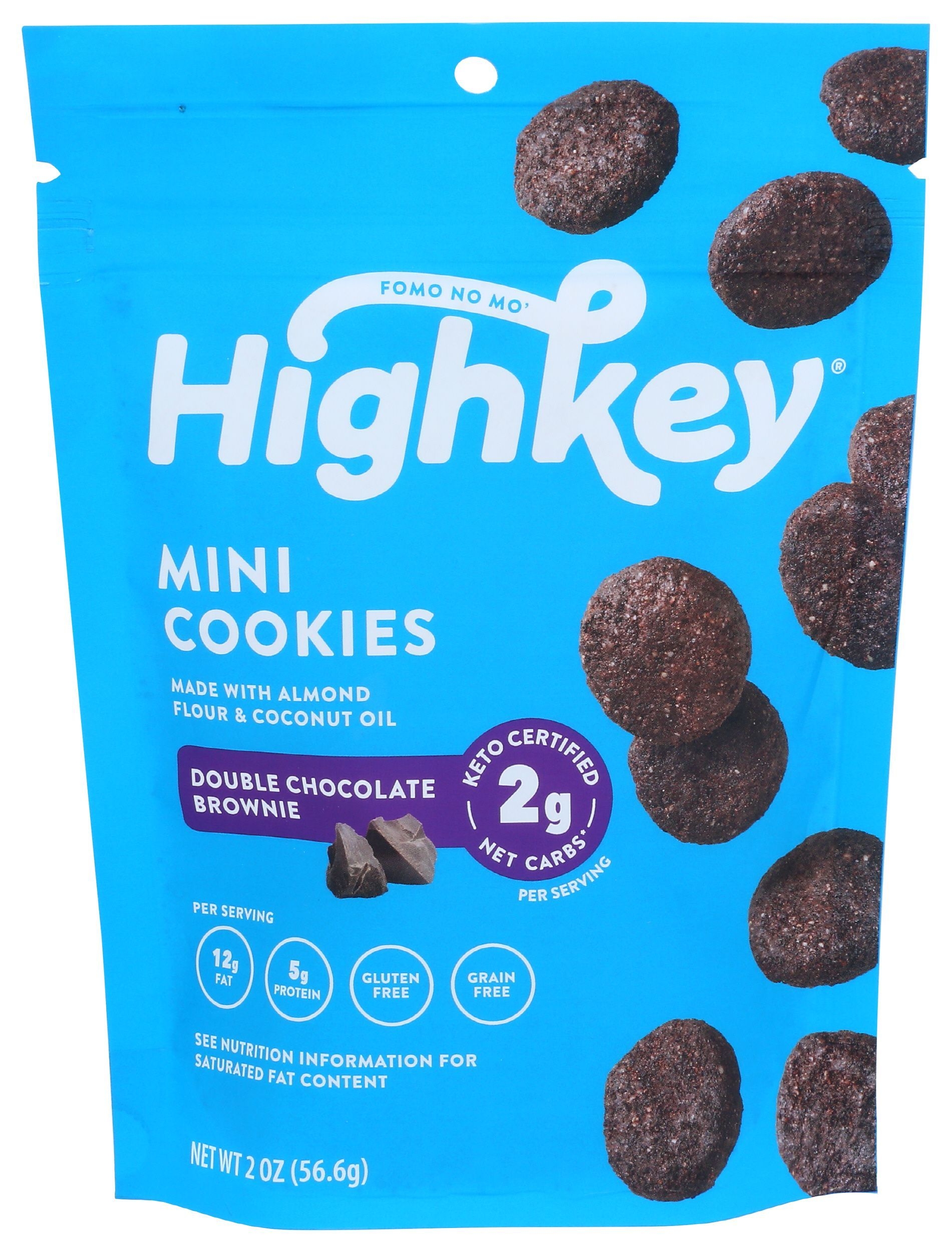 Highkey Double Chocolate Brownie Mini Keto Cookie, 2 Ounce -- 6 per case