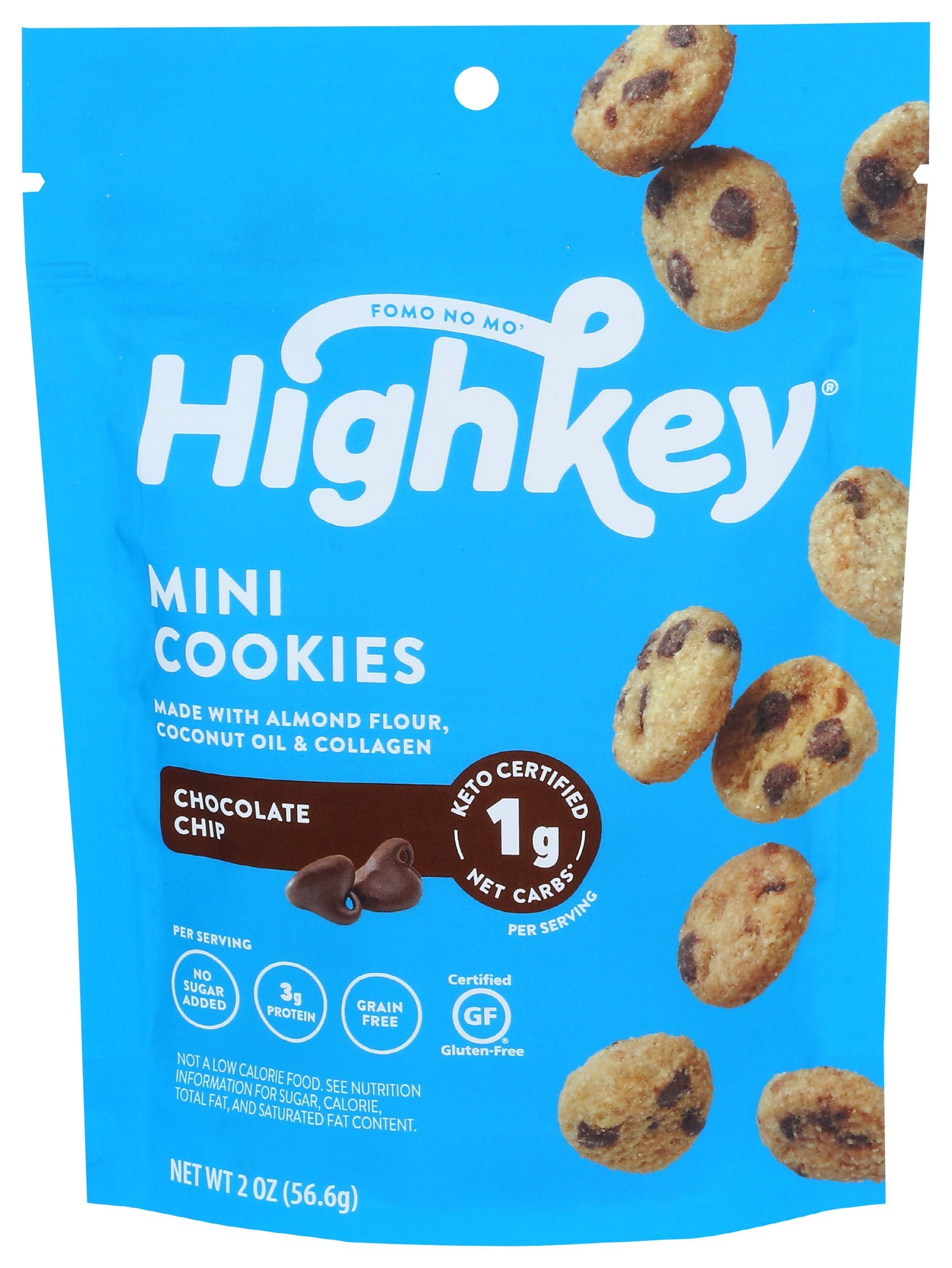 Highkey Chocolate Chip Mini Keto Cookie, 2 Ounce -- 6 per case