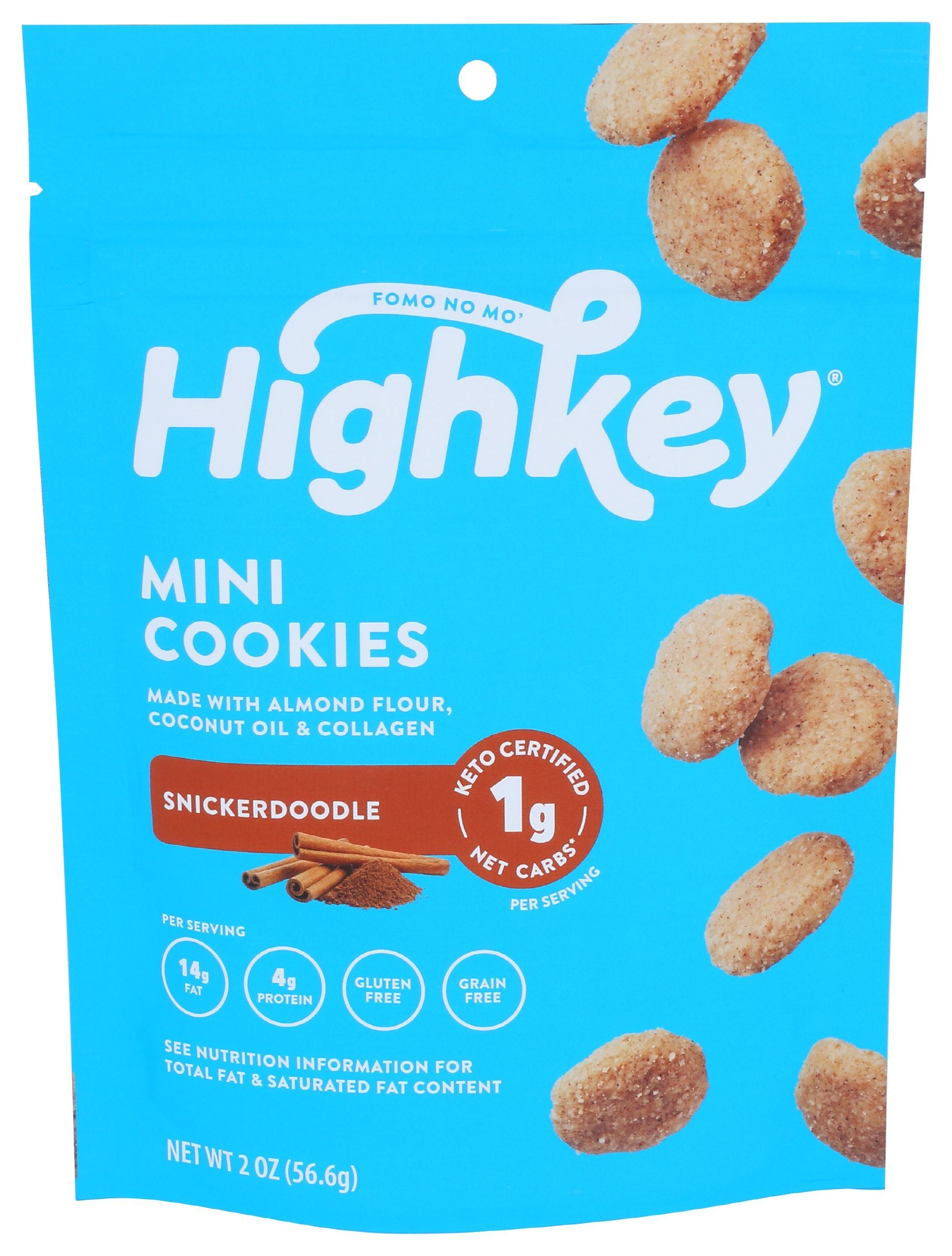 Highkey Snickerdoodle Mini Keto Cookie, 2 Ounce -- 6 per case