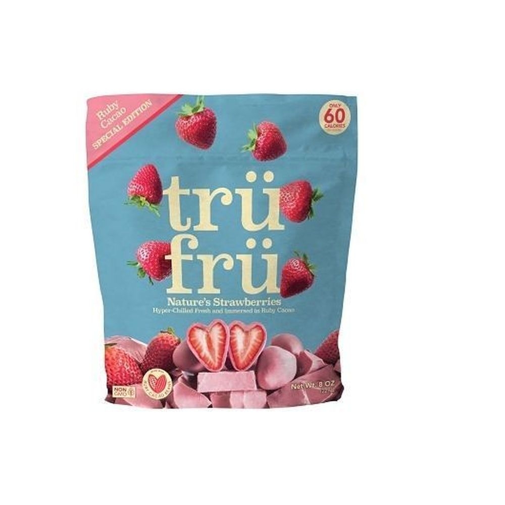 Tru Fru Hyper Chilled Grab and Share Natures Strawberries in Ruby Cacao Chocolate, 8 Ounce Bag -- 6 per case