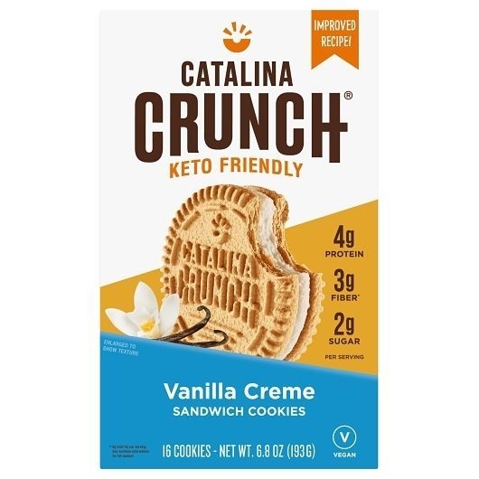 Catalina Crunch Vanilla Crème Keto Sandwich Cookies, 6.8 Ounce -- 6 per case