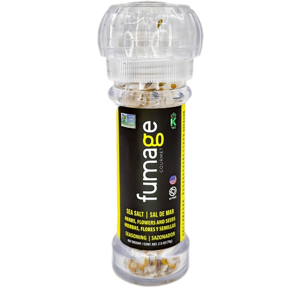 Fumage Gourmet Sea Salt with Herbs Flowers and Seeds in Ceramic Grinder, 70 Gram -- 12 per case