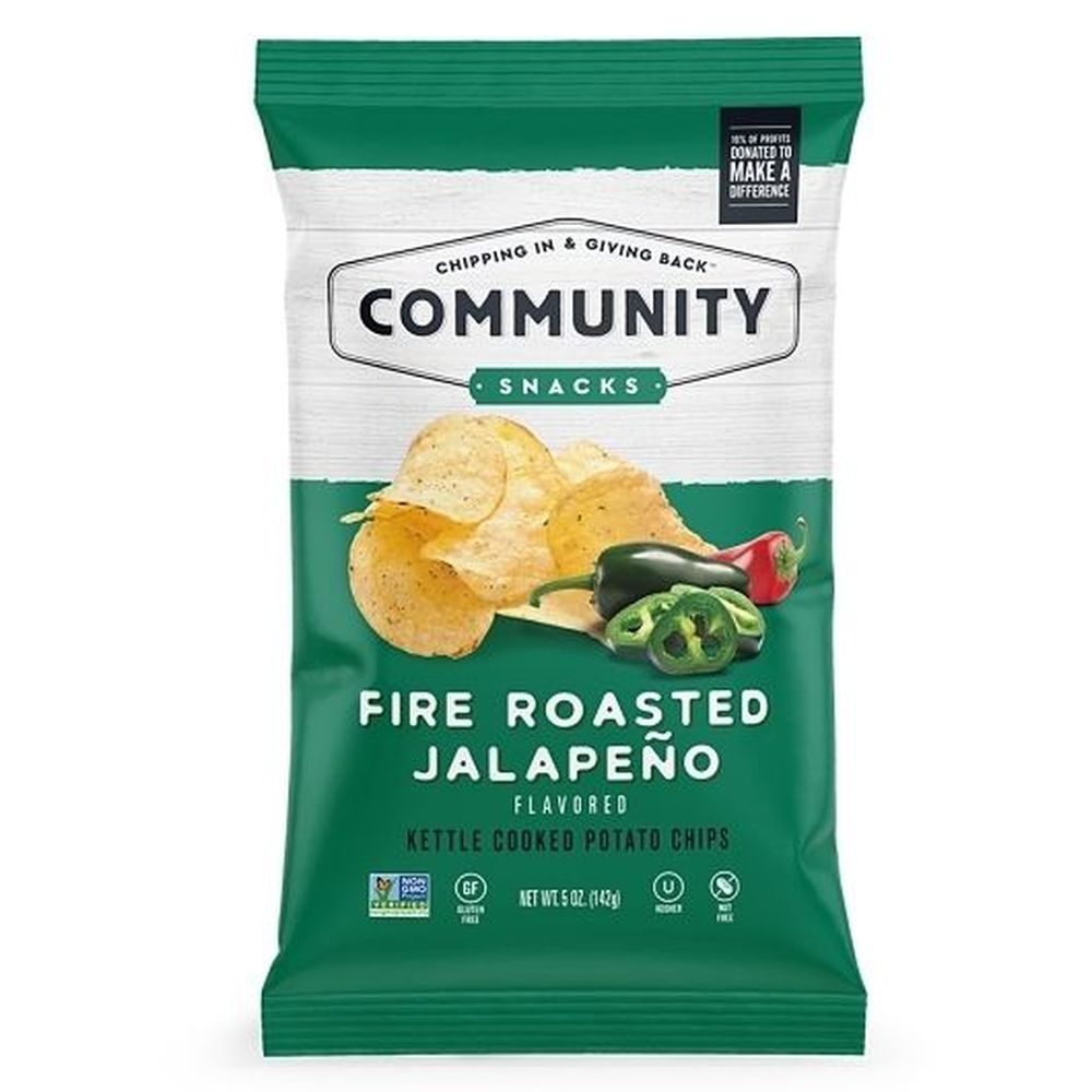 Community Snacks Fire Roasted Jalapeno Kettle Cooked Potato Chips, 5 Ounce -- 12 per case