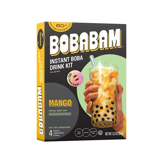 Bobabam Mango Instant Boba Kit with Straws, 9.2 Ounce -- 12 per case