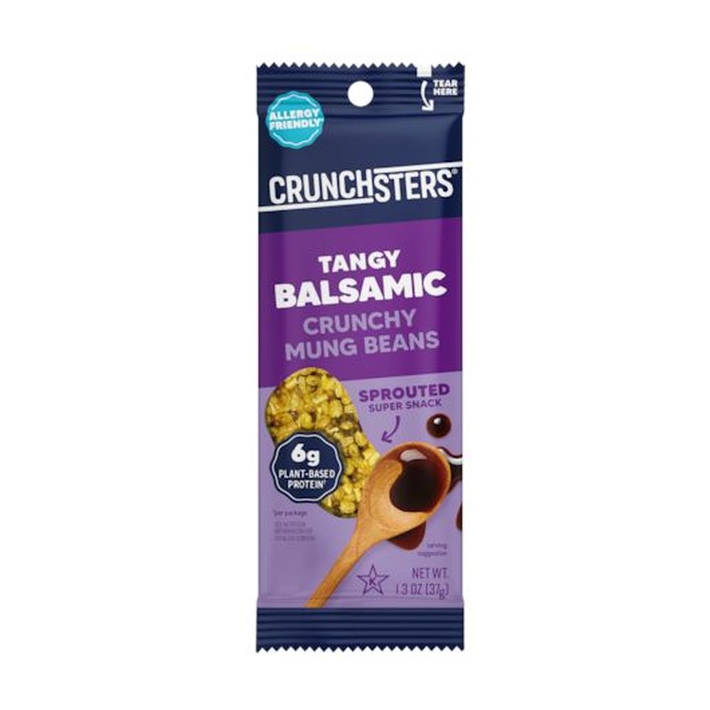 Crunchster Tangy Balsamic Crunchy Sprouted Mung Beans Protein Snack, 1.3 Ounce -- 72 per case