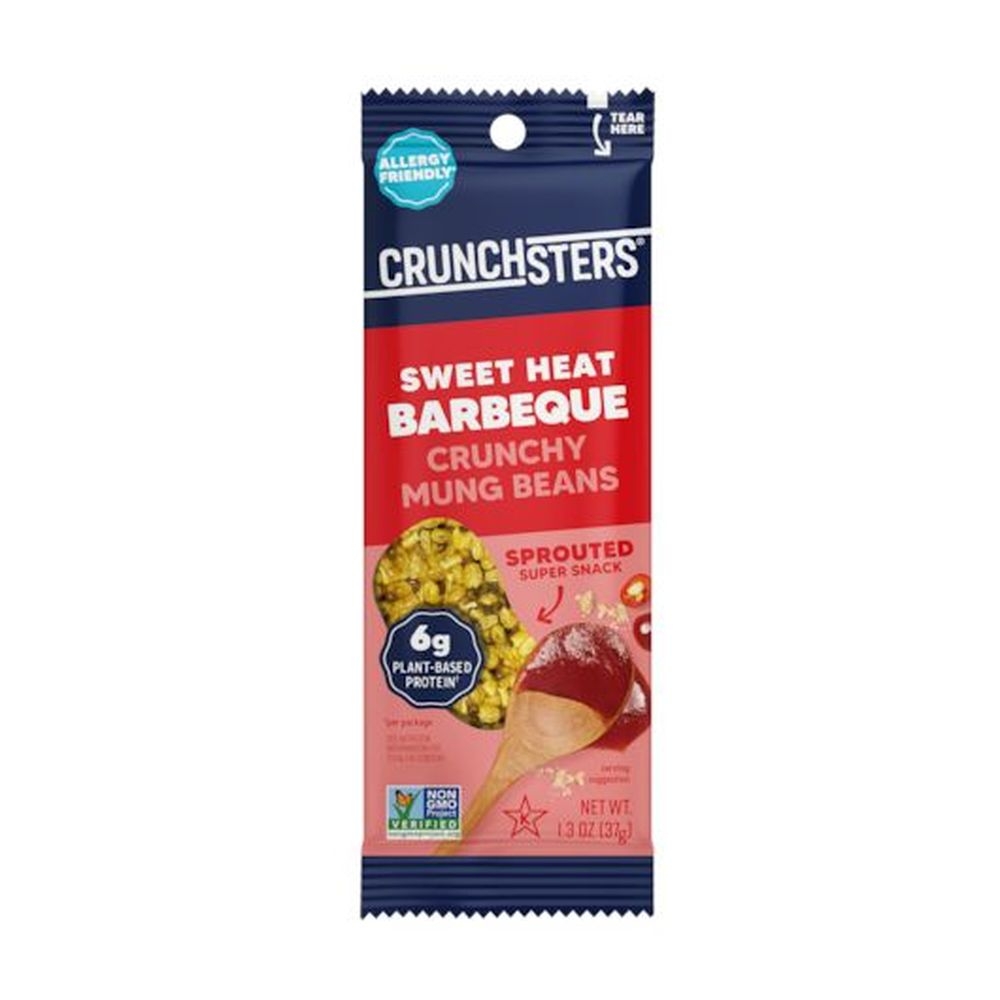 Crunchster Sweet Heat Barbecue Crunchy Sprouted Mung Beans Protein Snack, 1.3 Ounce -- 72 per case