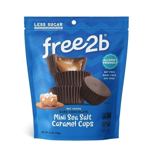 Free2b Dark Chocolate Sea Salt Caramel Mini Cup, 3.5 Ounce -- 6 per case