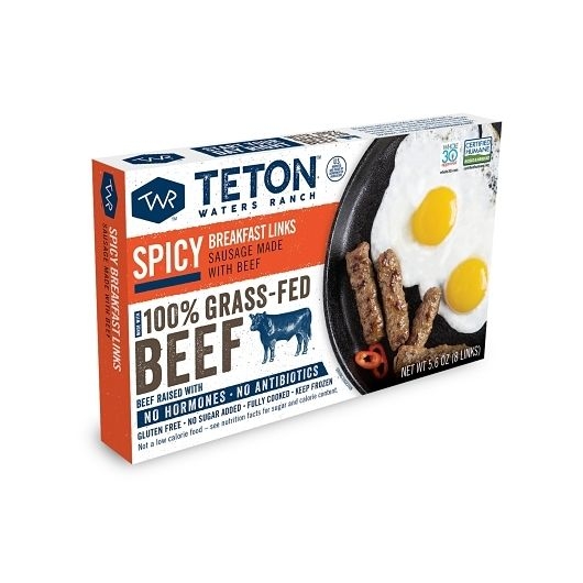 Teton Waters Ranch Spicy Grass Fed Beef Breakfast Sausage, 5.6 Ounce -- 12 per case