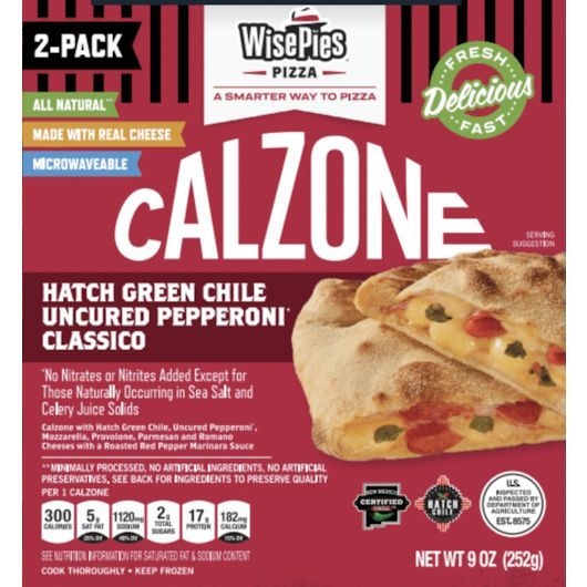 Wisepies Green Chile Uncured Pepperoni Classico Calzone, 9 Ounce -- 8 per case