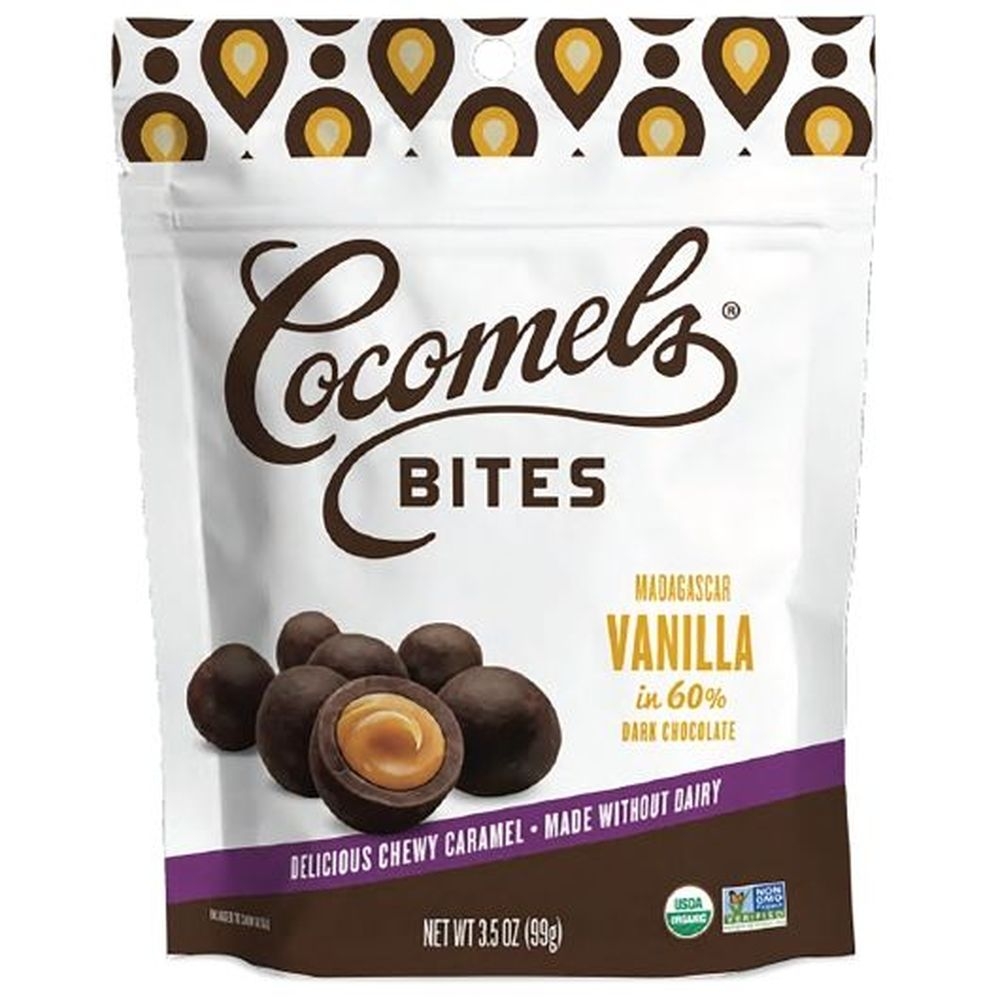 Cocomels Madagascar Vanilla in 60 Percent Dark Chocolate Bites, 3.5 Ounce -- 6 per case