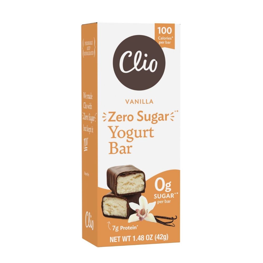 Clio Zero Sugar Chocolate Covered Vanilla Greek Yogurt Bar, 1.48 Ounce -- 10 per case