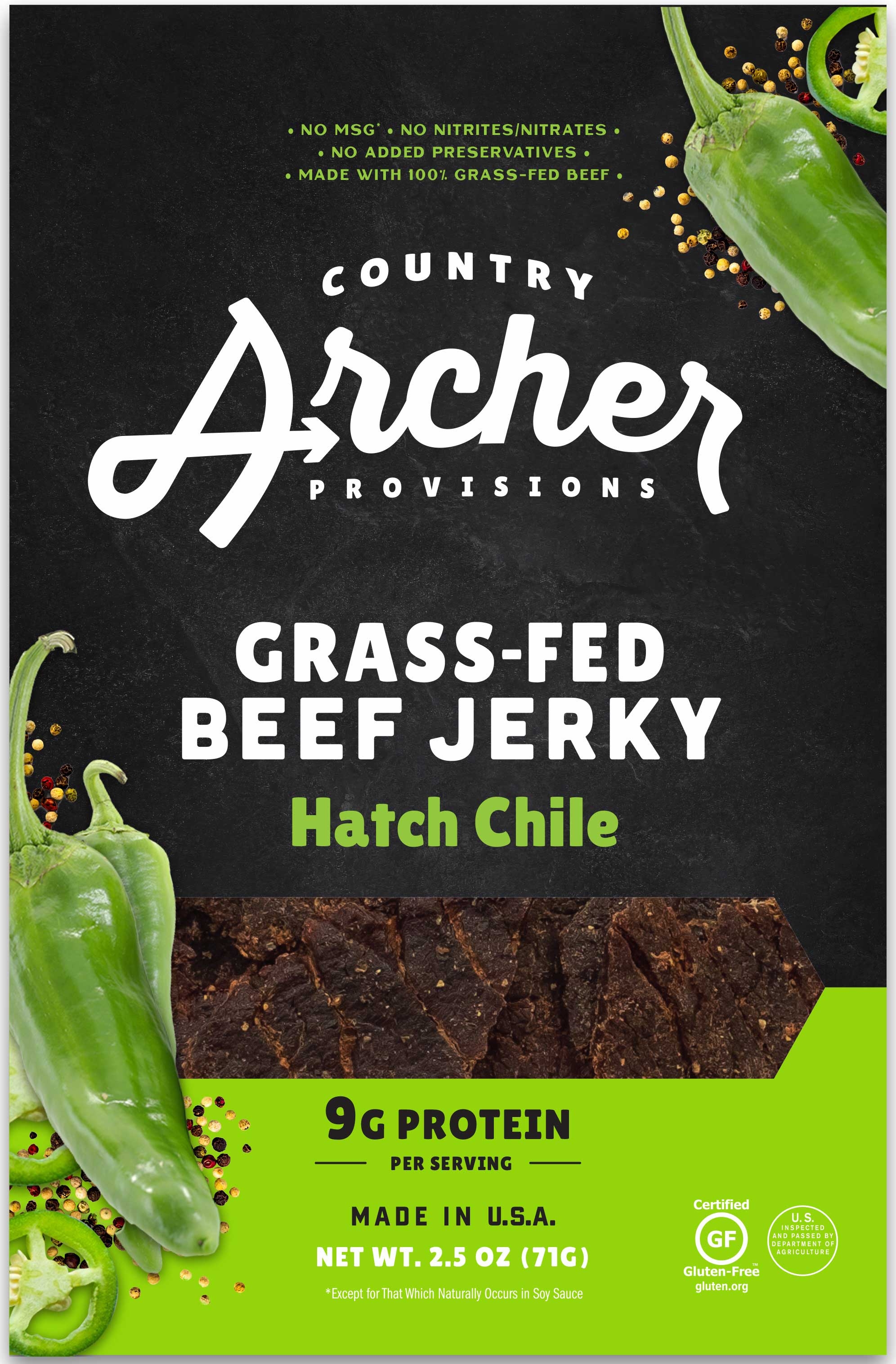 Country Archer Hatch Chile Beef Jerky, 2.5 Ounce -- 12 per case