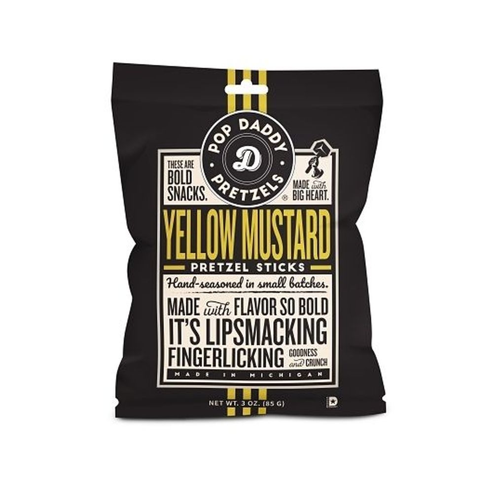 Pop Daddy Yellow Mustard Pretzel Stick, 3 Ounce -- 15 per case