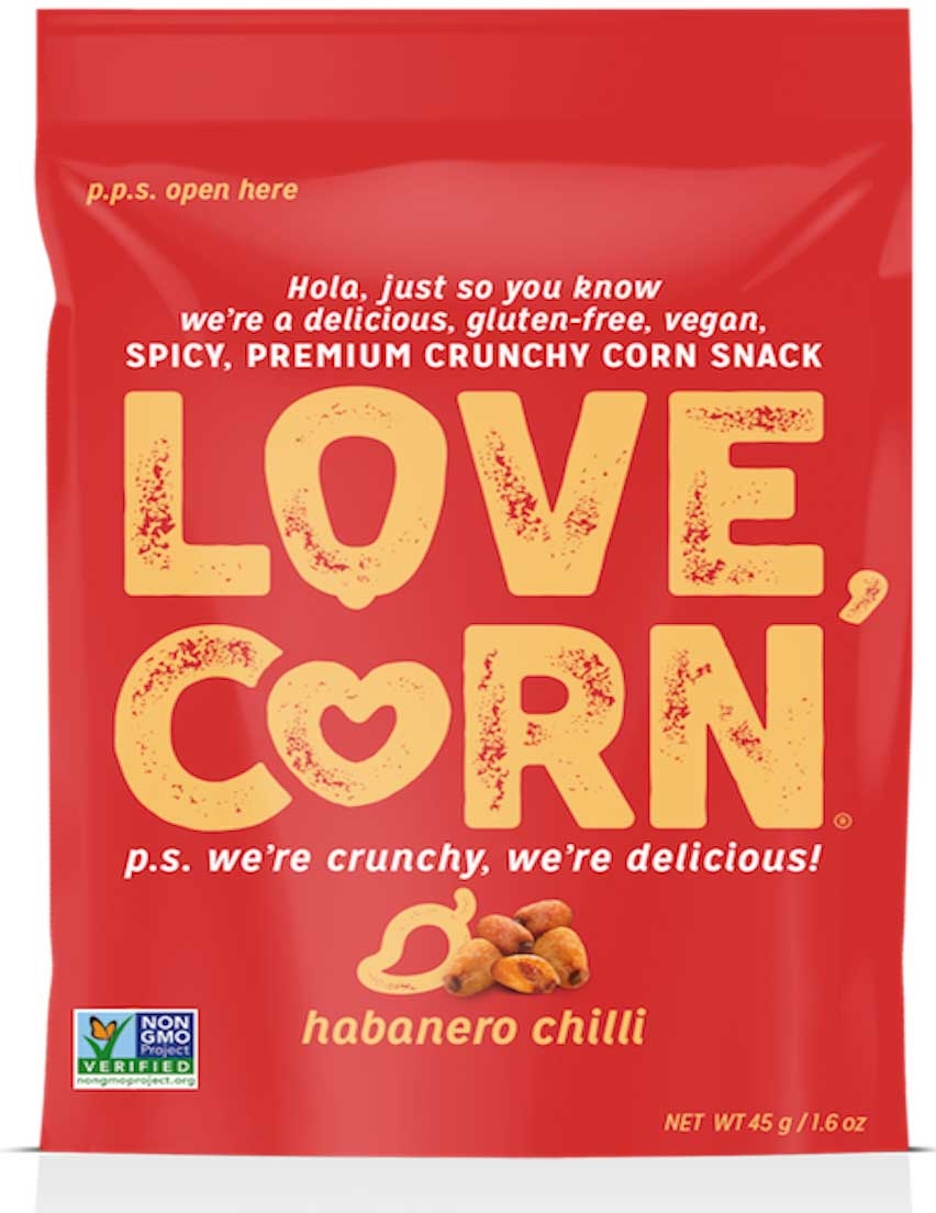Love Corn Habanero Chilli Crunchy Corn Snack, 1.6 Ounce Impulse Bag -- 10 per case