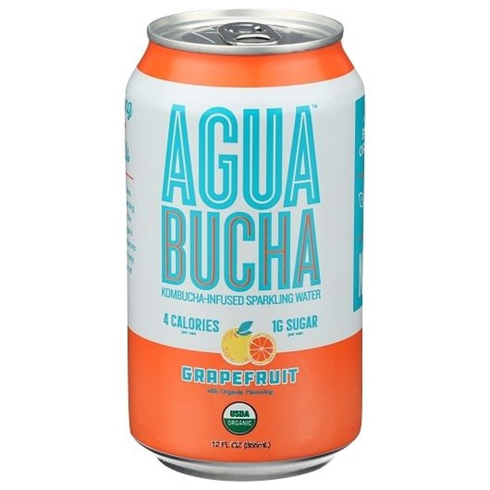 Agua Bucha Grapefruit Kombucha Infused Sparkling Water, 12 Fluid Ounce -- 12 per case