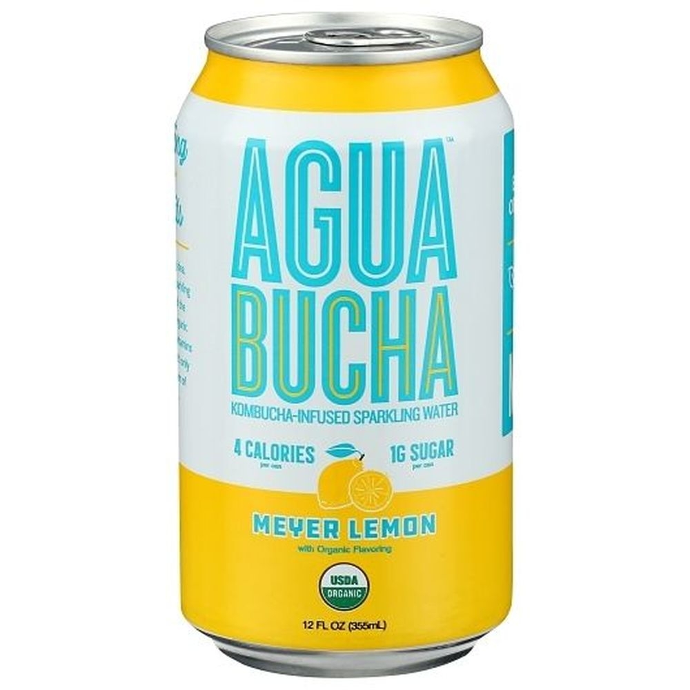 Agua Bucha Meyer Lemon Kombucha Infused Sparkling Water, 12 Fluid Ounce -- 12 per case