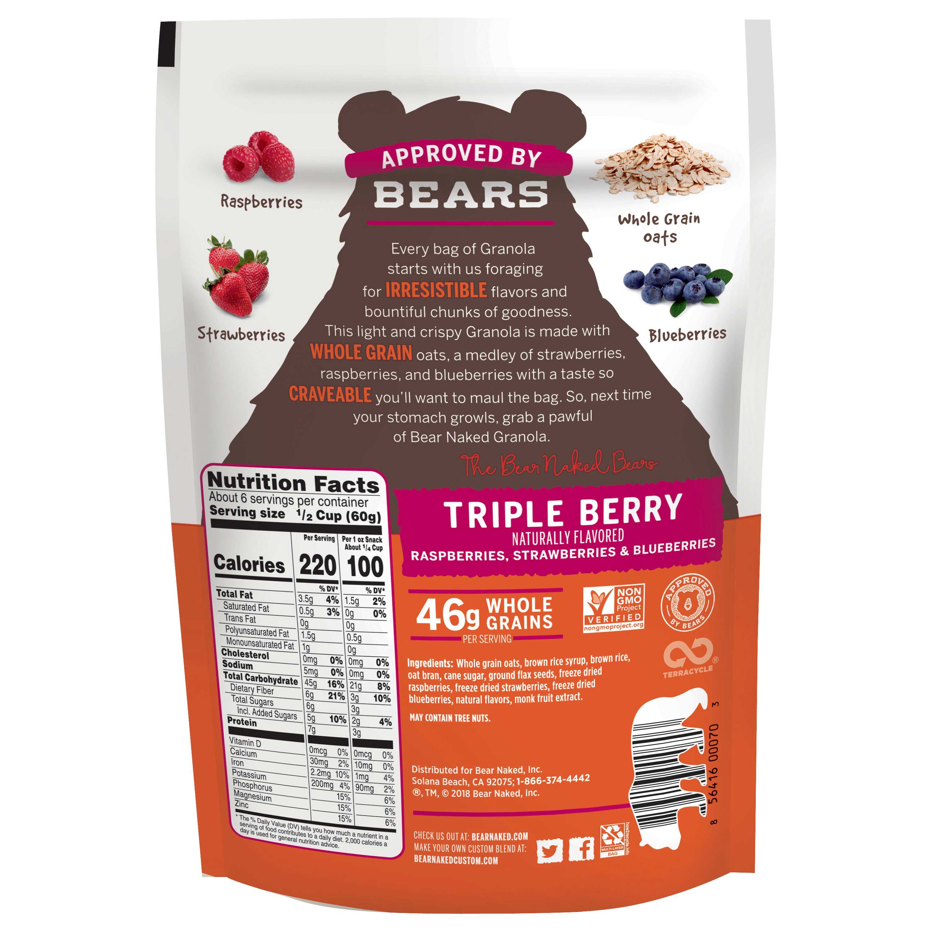 Kelloggs Bear Naked Triple Berry Crunch Fit Granola, 12 Ounce -- 6 per case.