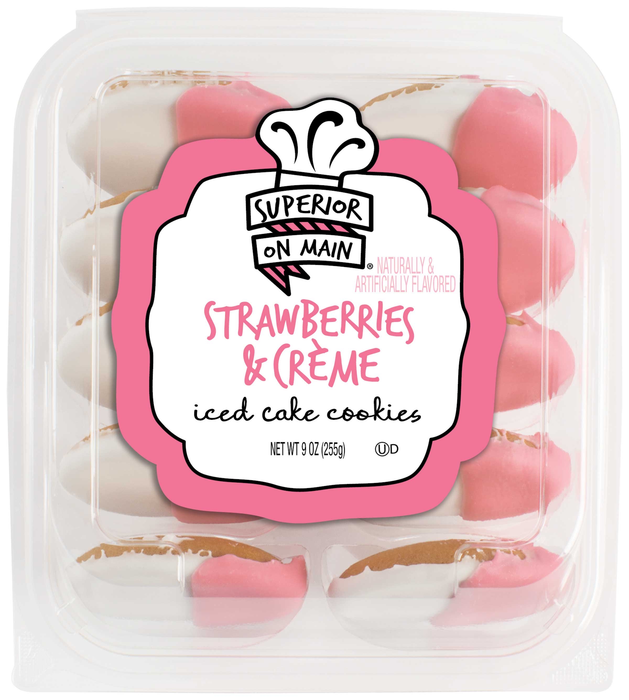 Superior On Main Strawberries and Creme Iced Cake Cookie, 9 Ounce -- 12 per case.