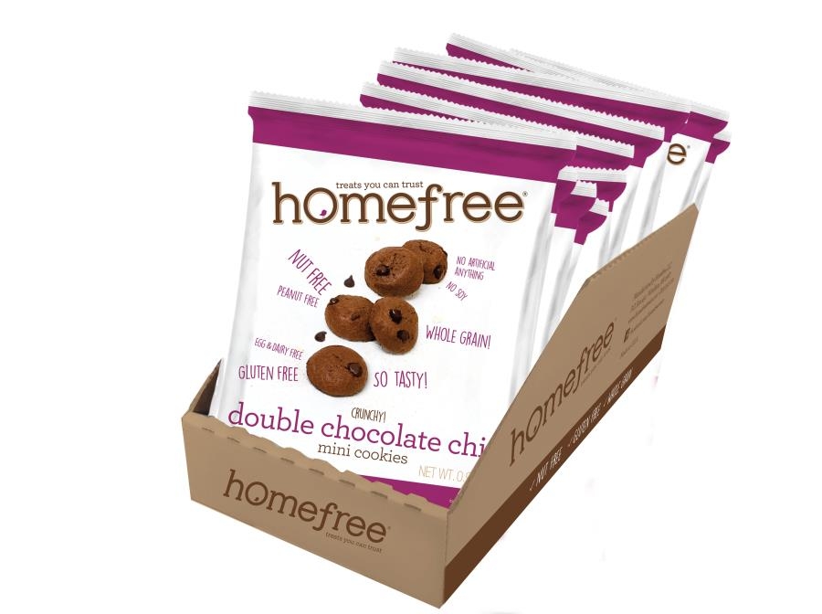 Homefree Gluten Free Double Chocolate Chip Mini Cookies, 0.95 Ounce -- 10 per case.