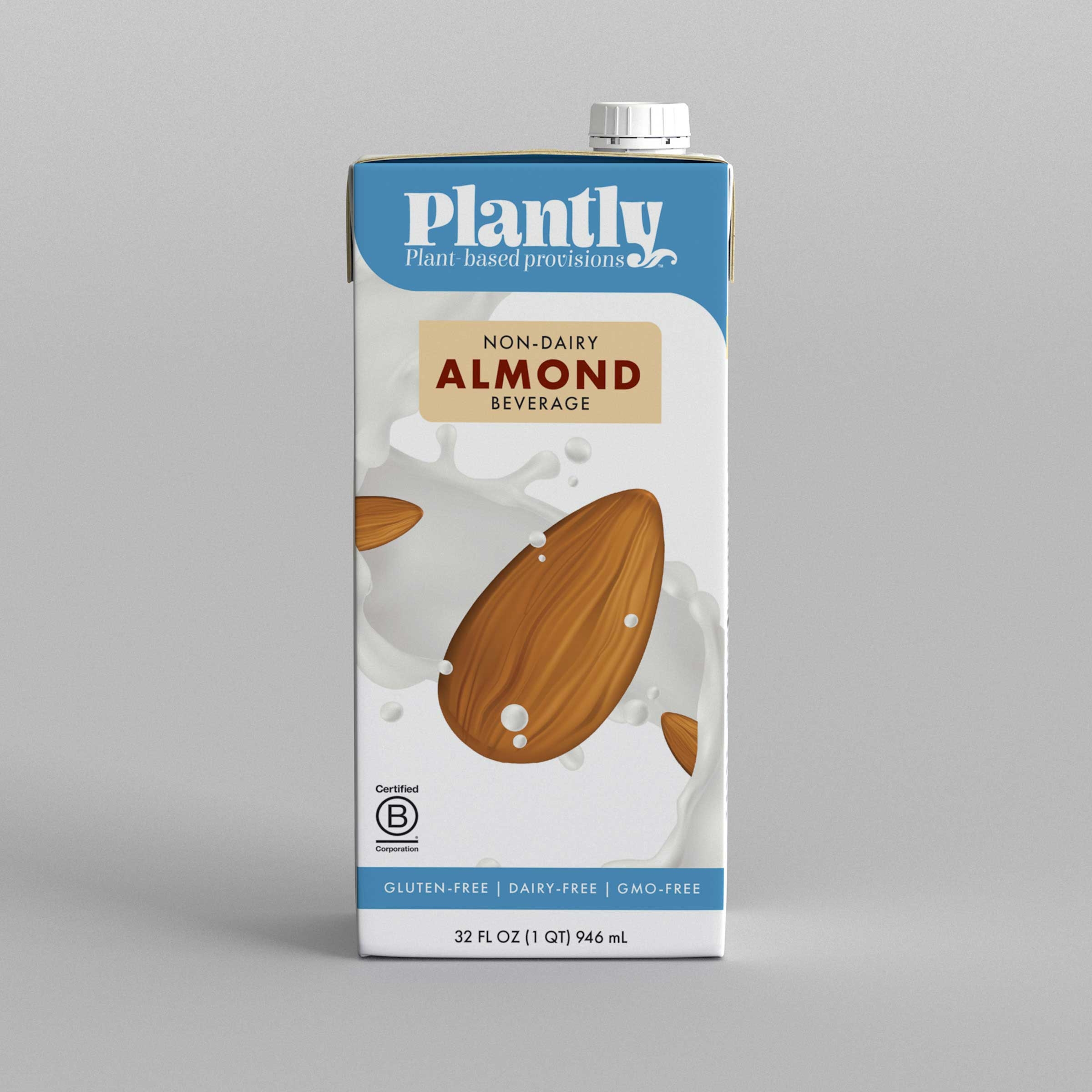 Plantly Almond Beverage with 8 gram Protein, 32 Ounce -- 12 per case