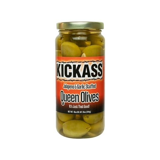 Kickass Jalapeno and Garlic Stuffed Olives, 16 Ounce -- 12 per case
