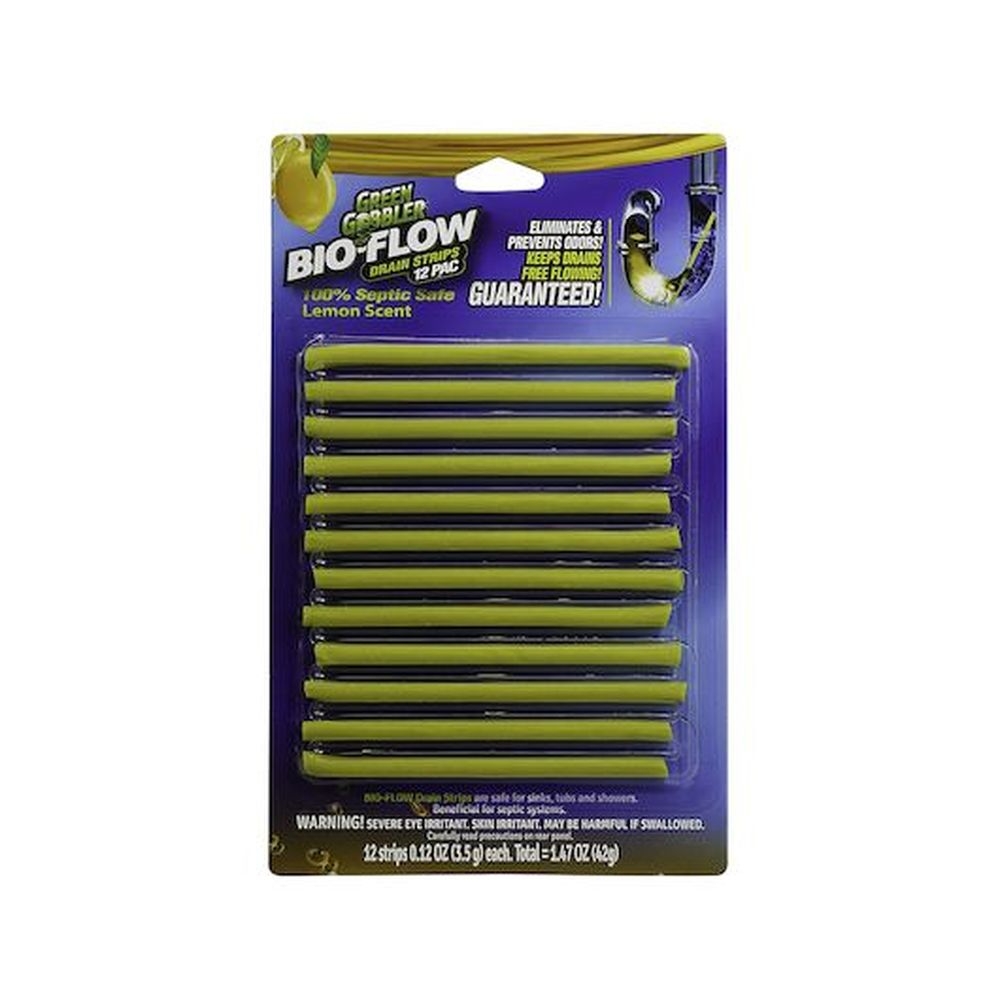 Green Gobbler Lemon Scent Bio-Flow Drain Strips - 12 per pack -- 12 packs per case