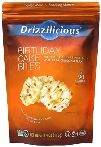 Drizzilicious Mini Rice Crisp Birthday Cake Bites, 4 Ounce -- 6 per case