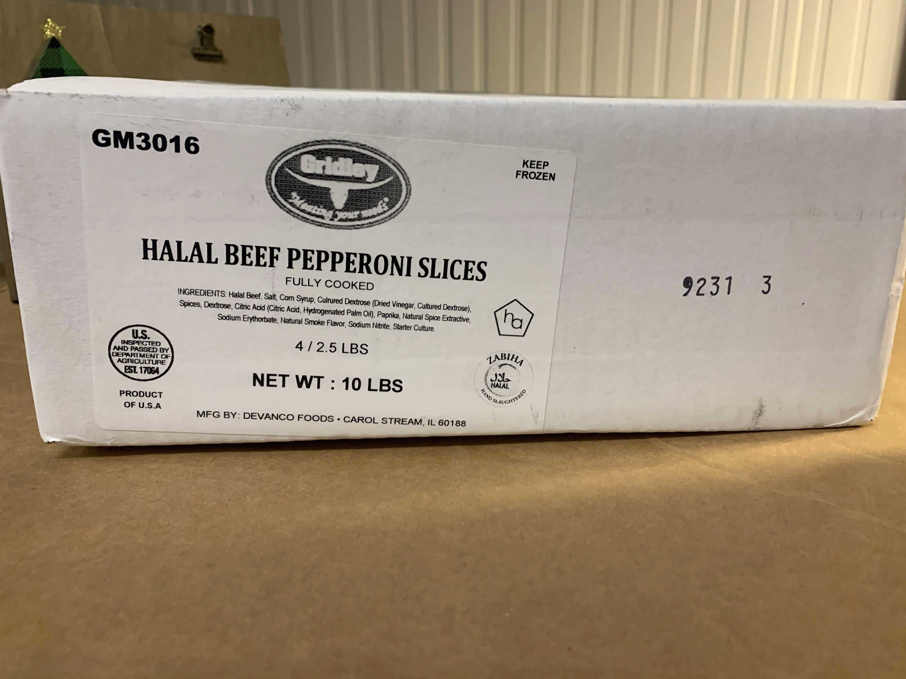 Gridley All Beef Halal Pepperoni Slices, 10 Pound